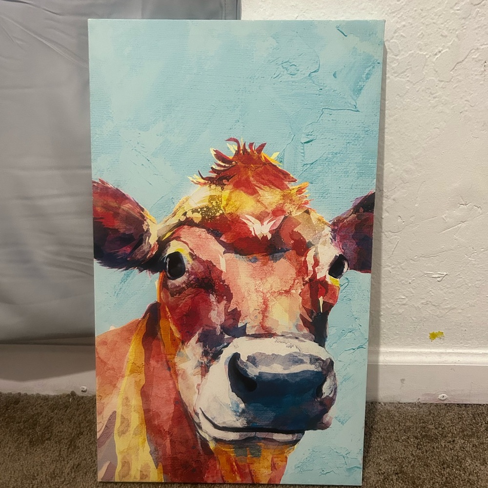 Hobby Lobby Vibrant Cow Art Poster - Red, Blue, Yellow